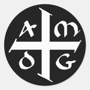 Amdg Ad Majorem Dei Gloriam Small Jesuit Cross Runder Aufkleber