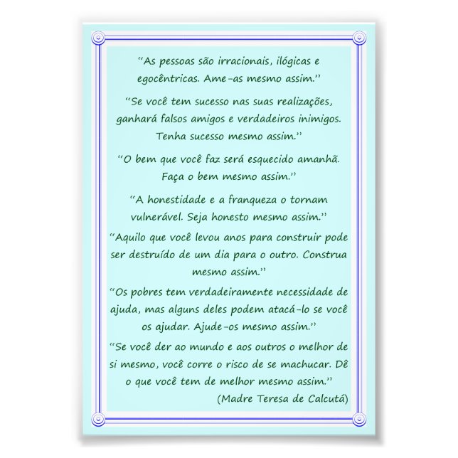 Ame-as mesmo assim. fotodruck (Vorne)