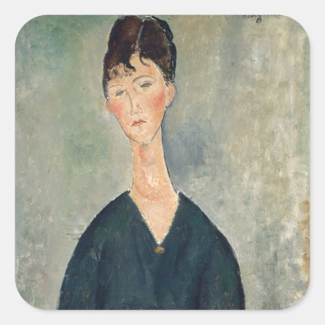 Amedeo Modigliani - Cafe Sängerin Quadratischer Aufkleber (Vorderseite)