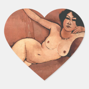 Amedeo Modigliani Frau auf einem Sofa Herz-Aufkleber