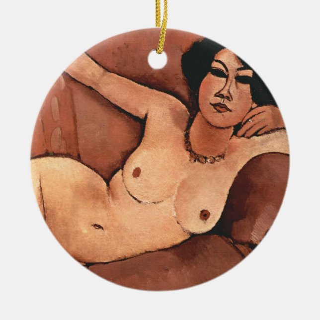 Amedeo Modigliani Frau auf einem Sofa Keramik Ornament (Vorne)