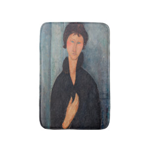 Amedeo Modigliani - Frau mit blauen Augen Badematte