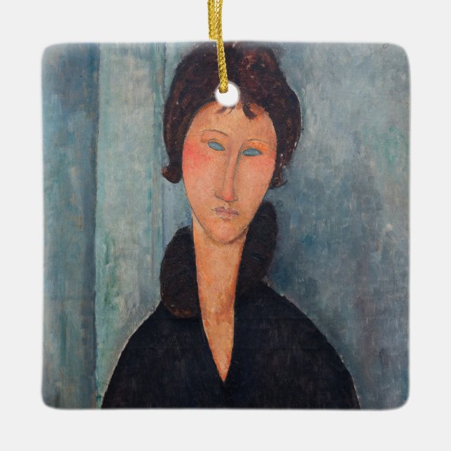 Amedeo Modigliani - Frau mit blauen Augen Keramikornament (Vorderseite)