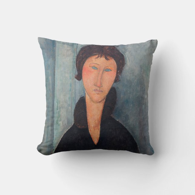 Amedeo Modigliani - Frau mit blauen Augen Kissen (Vorderseite)