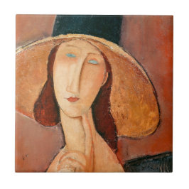Amedeo Modigliani - Jeanne Hebuterne in Large Hat Fliese