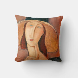 Amedeo Modigliani - Jeanne Hebuterne in Large Hat Kissen