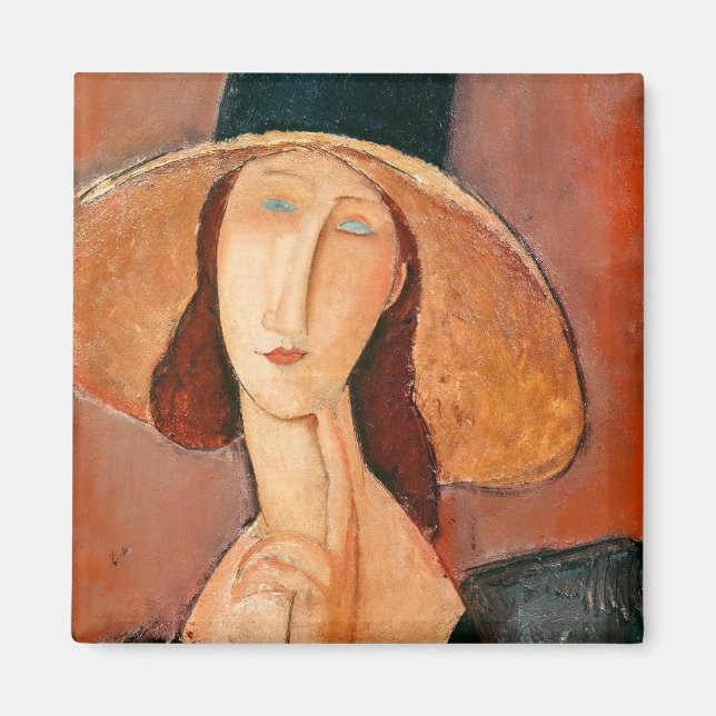 Amedeo Modigliani - Jeanne Hebuterne in Large Hat Magnet (Vorne)