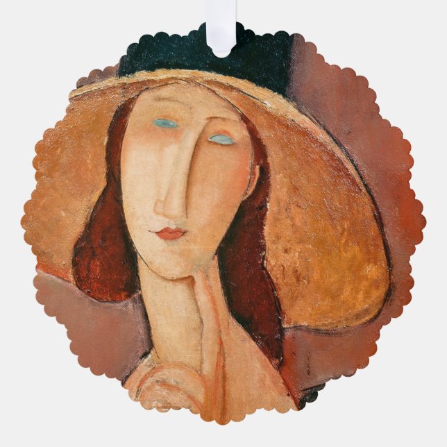 Amedeo Modigliani - Jeanne Hebuterne in Large Hat Ornament Karte (Vorderseite)