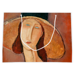 Amedeo Modigliani - Jeanne Hebuterne mit großem Hu Große Geschenktüte