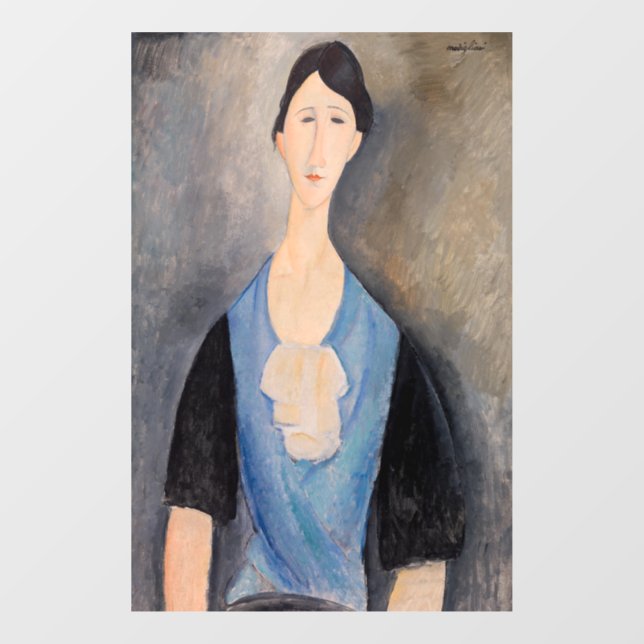 Amedeo Modigliani - Junge Frau in blau Fensteraufkleber (Blatt)