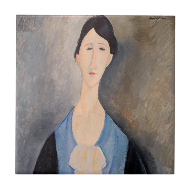 Amedeo Modigliani - Junge Frau in blau Fliese (Vorderseite)