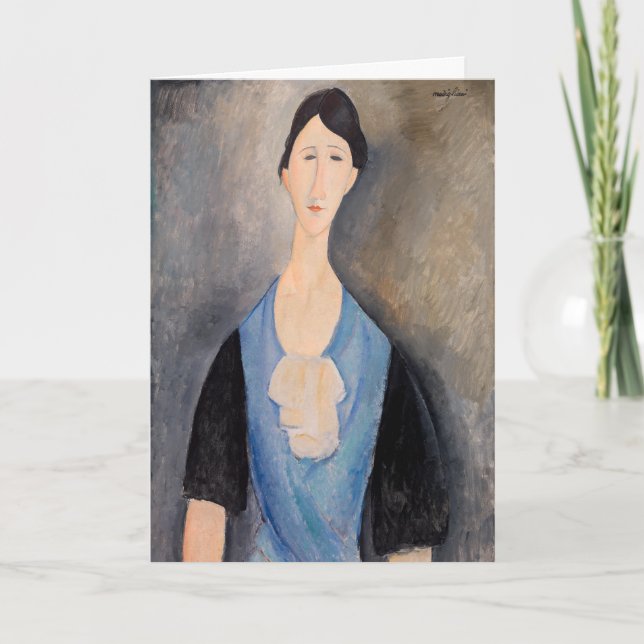 Amedeo Modigliani - Junge Frau in blau Karte (Vorderseite)