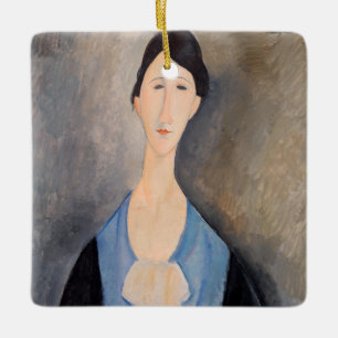 Amedeo Modigliani - Junge Frau in blau Keramikornament