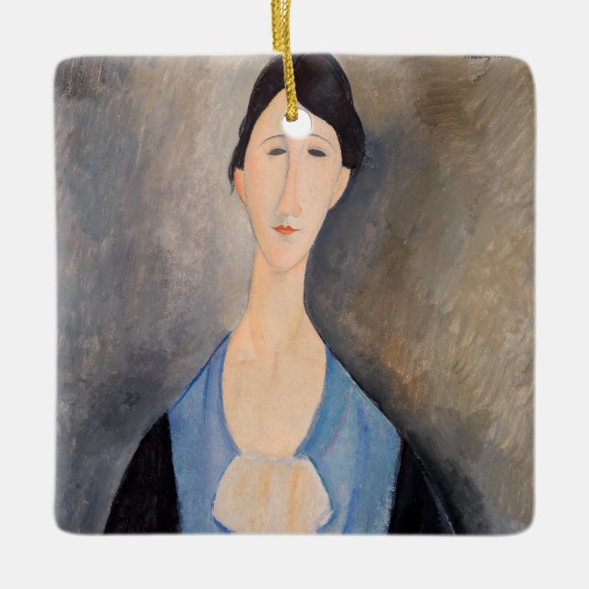 Amedeo Modigliani - Junge Frau in blau Keramikornament (Vorderseite)