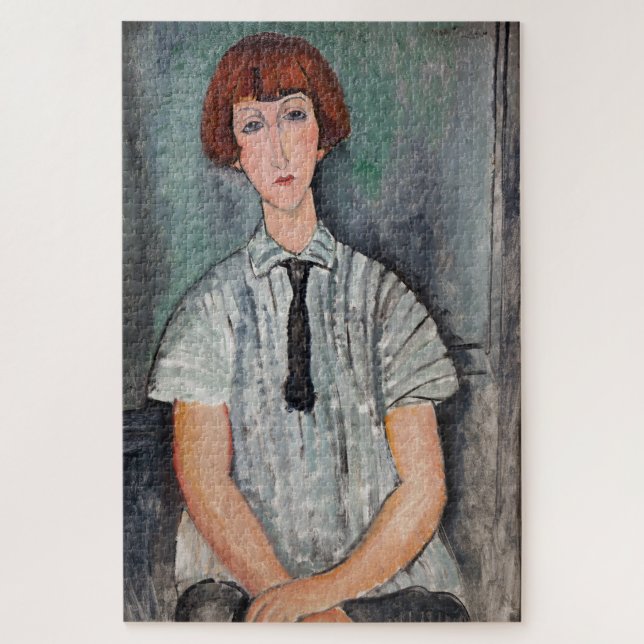 Amedeo Modigliani - Junge Frau mit gestreifter Blu (Vertikal)