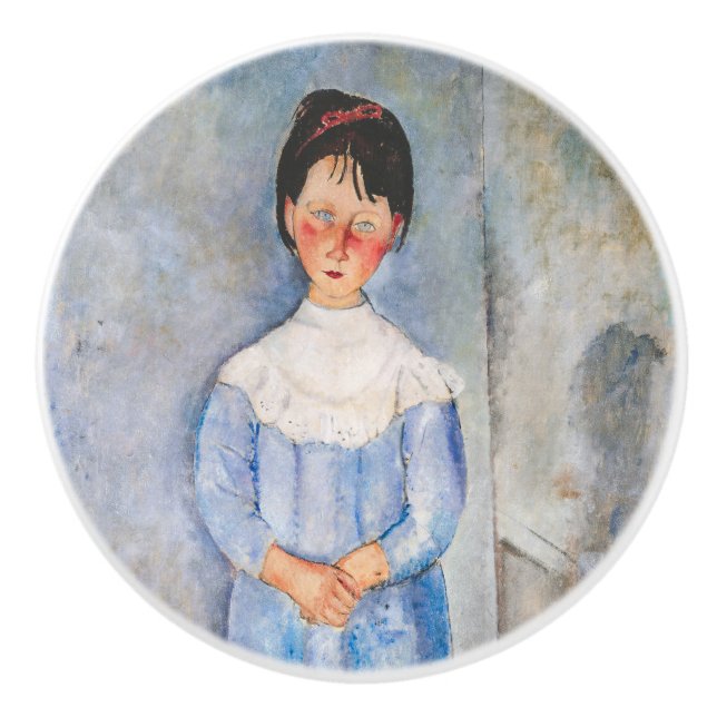 Amedeo Modigliani - Kleines Mädchen in Blau Keramikknauf (Vorderseite)