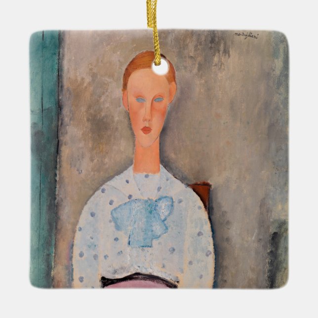 Amedeo Modigliani - Mädchen mit Polka-Dot-Bluse Keramikornament (Vorderseite)