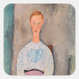Amedeo Modigliani - Mädchen mit Polka-Dot-Bluse Quadratischer Aufkleber