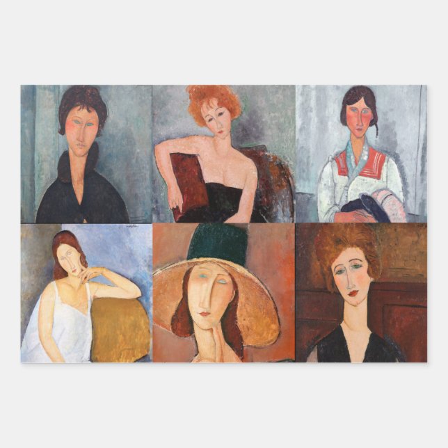 Amedeo Modigliani - Meisterwerke - Collage Geschenkpapier Set (Vorderseite)