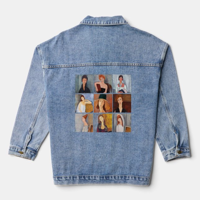 Amedeo Modigliani - Meisterwerke - Collage Jeansjacke (Rückseite)