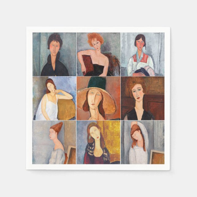 Amedeo Modigliani - Meisterwerke - Collage Serviette (Vorderseite)