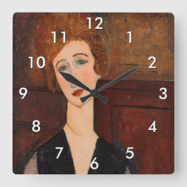 Amedeo Modigliani - Portrait einer Frau Quadratische Wanduhr
