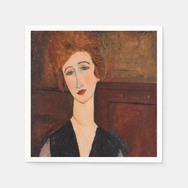 Amedeo Modigliani - Portrait einer Frau Serviette (Vorderseite)