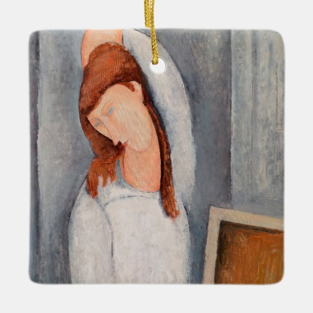 Amedeo Modigliani - Portrait Jeanne Hebuterne #1 Keramikornament (Vorderseite)