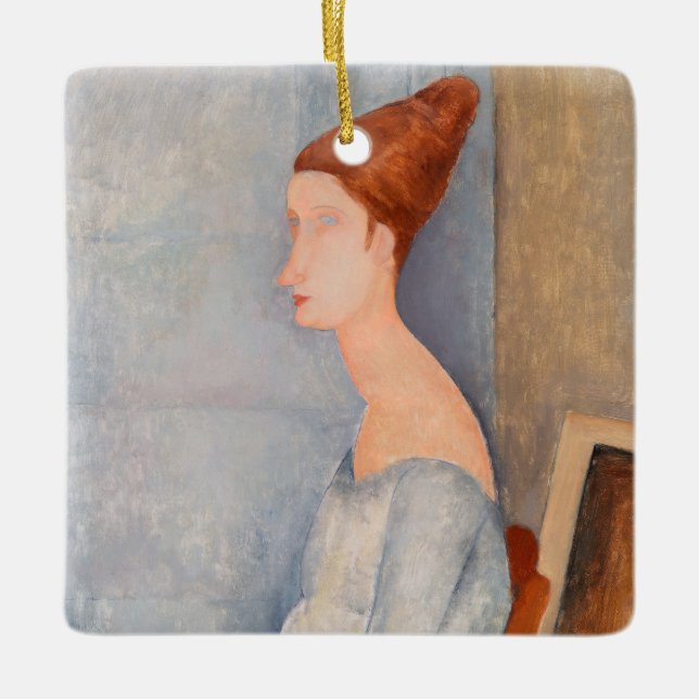 Amedeo Modigliani - Portrait Jeanne Hebuterne #3 Keramikornament (Vorderseite)