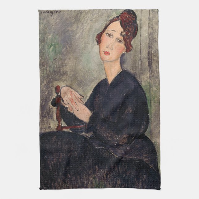 Amedeo Modigliani - Portrait von Dedie Hayden Geschirrtuch (Vertikal)