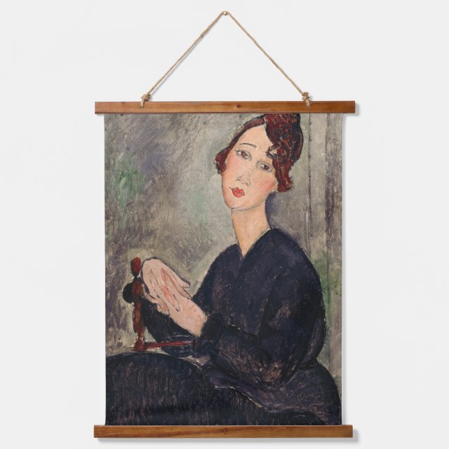 Amedeo Modigliani - Portrait von Dedie Hayden Wandteppich Mit Holzrahmen (Vorderseite)