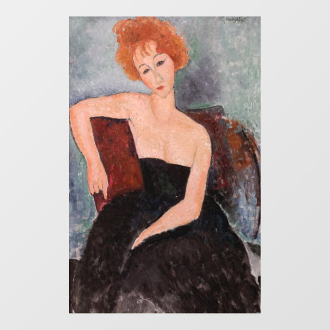 Amedeo Modigliani - Rothaarige Girl Abend Dress Fensteraufkleber (Blatt)