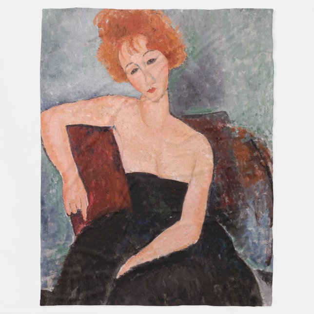 Amedeo Modigliani - Rothaarige Girl Abend Dress Fleecedecke (Vorderseite)