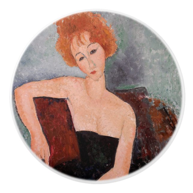Amedeo Modigliani - Rothaarige Girl Abend Dress Keramikknauf (Vorderseite)