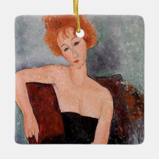 Amedeo Modigliani - Rothaarige Girl Abend Dress Keramikornament (Vorderseite)