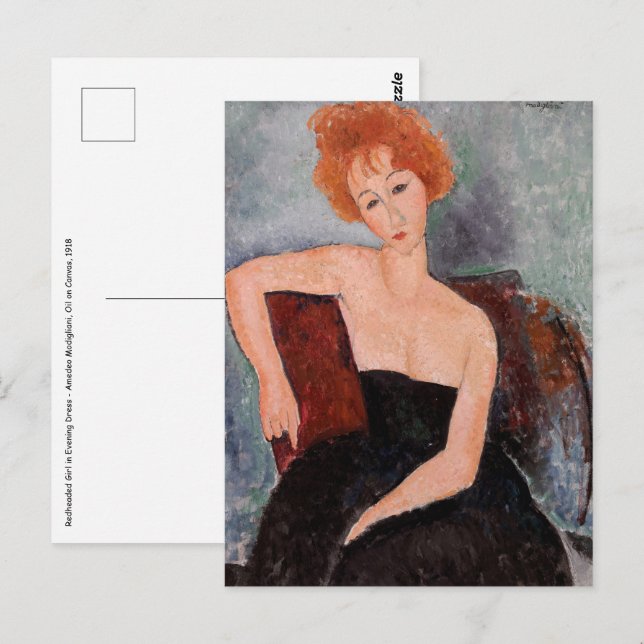 Amedeo Modigliani - Rothaarige Girl Abend Dress Postkarte (Vorne/Hinten)