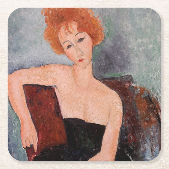 Amedeo Modigliani - Rothaarige Girl Abend Dress Rechteckiger Pappuntersetzer (Vorderseite)
