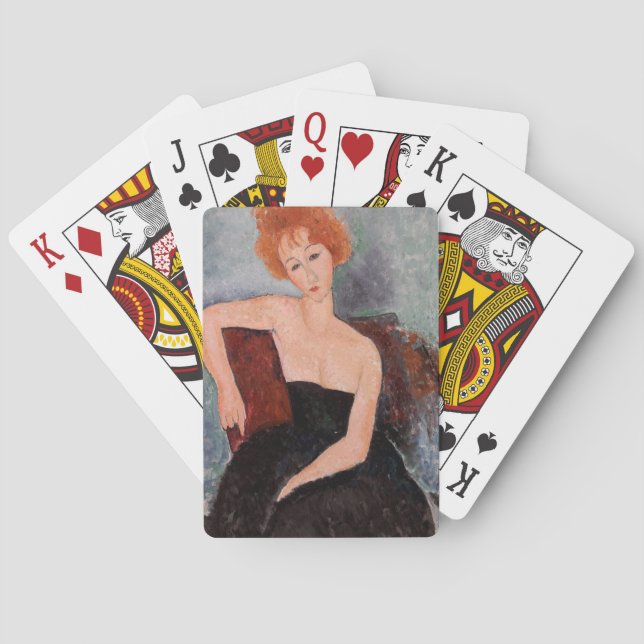 Amedeo Modigliani - Rothaarige Girl Abend Dress Spielkarten (Rückseite)