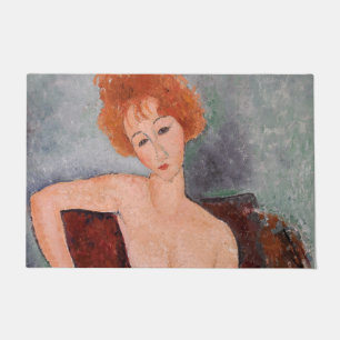Amedeo Modigliani - Rothaariges Mädchen im Abendkl Fußmatte