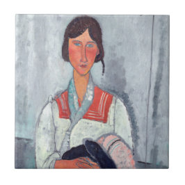 Amedeo Modigliani - Sinti und Roma Woman mit Baby Fliese
