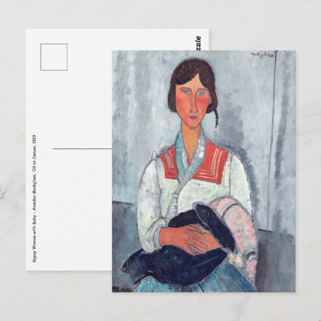 Amedeo Modigliani - Sinti und Roma Woman mit Baby Postkarte (Vorne/Hinten)