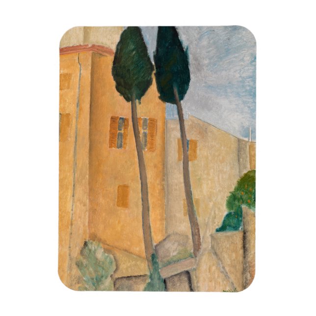 Amedeo Modigliani - Zypressen und Häuser in Cagnes Magnet (Vertikal)