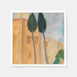 Amedeo Modigliani - Zypressen und Häuser in Cagnes Serviette