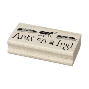 Ameisen auf einem Log Celery Peanut Butter Raisins Gummistempel