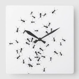 Ameisen überall quadratische wanduhr