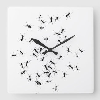 Ameisen überall quadratische wanduhr