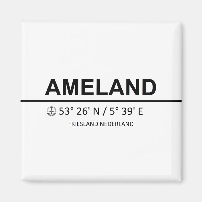 Ameland-Koordinaten - Ameland Coordinaten Magnet (Vorne)
