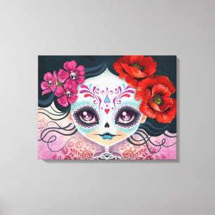 Amelia Calavera Zuckerschädel umwickelte Leinwand