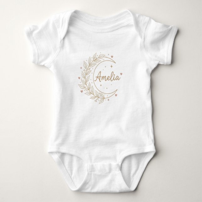 Amelia Custom Name Baby Bodysuit - Elegant Celesti Strampler (Vorderseite)