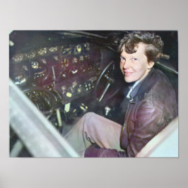 Amelia Earhart Candid Flugzeug Cockpit Colorized Poster